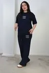 RENKTE BÜYÜK BEDEN PREMİUM TAŞLI LACİVERT TAKIM