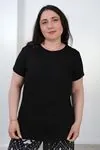 RENKTE BÜYÜK BEDEN SIFIR YAKA KISA KOL SİYAH BASİC TSHİRT