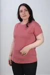 RENKTE BÜYÜK BEDEN SIFIR YAKA KISA KOL PUDRA BASİC TSHİRT