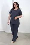 RENKTE BÜYÜK BEDEN V YAKA ANTRASİT MODAL TAKIM