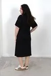 RENKTE BÜYÜK BEDEN ÇITÇIT DETAY SİYAH ELBİSE