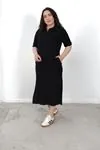 RENKTE BÜYÜK BEDEN POLO YAKA SİYAH ELBİSE