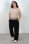 RENKTE BÜYÜK BEDEN ALAÇATI STİLİ SİYAH PANTOLON