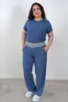 RENKTE BÜYÜK BEDEN ALAÇATI STİLİ İNDİGO PANTOLON