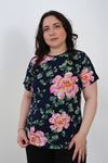 RENKTE BÜYÜK BEDEN DESENLİ ESNEK BLUZ