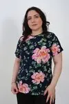RENKTE BÜYÜK BEDEN DESENLİ ESNEK BLUZ