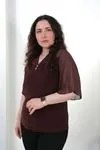 RENKTE BÜYÜK BEDEN ŞİFON KOLLU DÜĞMELİ KAHVERENGİ BLUZ