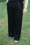 RENKTE BÜYÜK BEDEN TAŞLI FİLE ŞERİTLİ SİYAH TAKIM