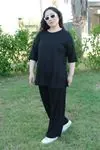 RENKTE ÖZEL ÜRETİM  DİRSEK KOL PAMUKLU SİYAH TAKIM