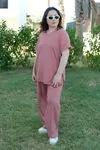 RENKTE ÖZEL ÜRETİM V YAKA KISA KOL PUDRA TAKIM
