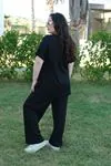 RENKTE ÖZEL ÜRETİM V YAKA KISA KOL SİYAH TAKIM
