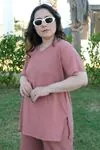 RENKTE ÖZEL ÜRETİM V YAKA KISA KOL PUDRA TAKIM