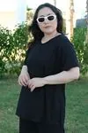 RENKTE ÖZEL ÜRETİM V YAKA KISA KOL SİYAH TAKIM