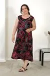 RENKTE BÜYÜK BEDEN BASİC ASKILI DESENLİ ELBİSE