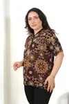 RENKTE DESENLİ KISA KOL ESNEK PENYE BLUZ
