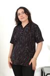 RENKTE DESENLİ KISA KOL ESNEK PENYE BLUZ