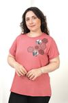 RENKTE BÜYÜK BEDEN ALTIGEN DESEN TAŞLI PUDRA BLUZ