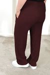 RENKTE BÜYÜK BEDEN CEPLİ BELİ LASTİKLİ BORDO BOL PAÇA PANTALON