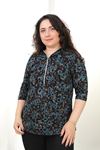 RENKTE BÜYÜK BEDEN FERMUARLI KAPRİ KOL BLUZ