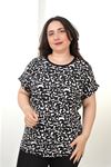 RENKTE BÜYÜK BEDEN ÖN DESENLİ ARKASI DÜZ RENK BLUZ