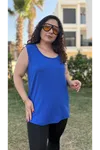 RENKTE ÖZEL ÜRETİM BÜYÜK BEDEN SAKS KALIN ASKILI ATLET